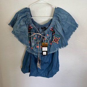 NEW with Tag Off Shoulder Jean Blouse